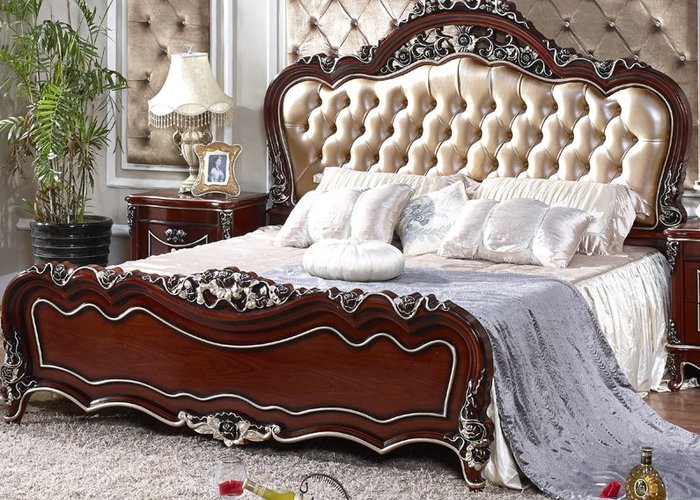 Mẫu giường ngủ châu Âu bọc da đẹp phong cách tân cổ điển