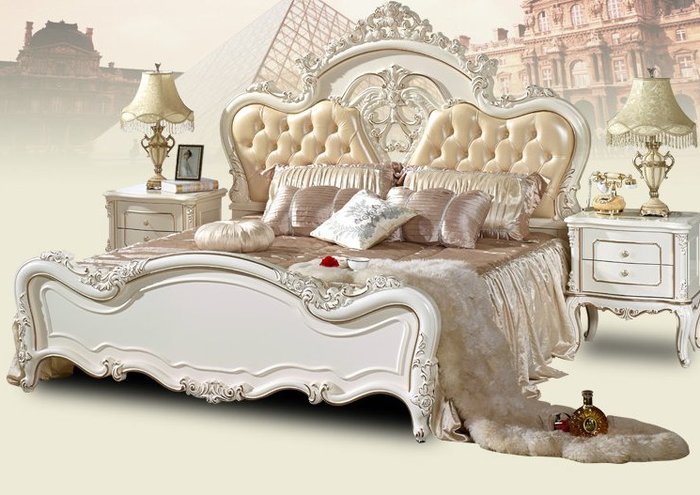 Giường ngủ phong cách tân cổ điển sắc trắng trang nhã