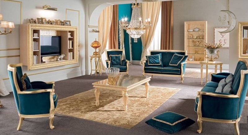 Bộ sofa màu xanh cho phong cách cổ điển hơi hướng hiện đại