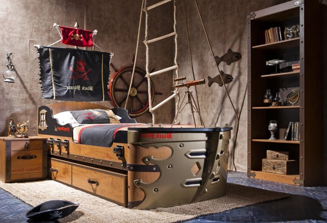 Thiết kế giường ngủ cho bé trai có kiểu dáng hình thuyền hải tặc