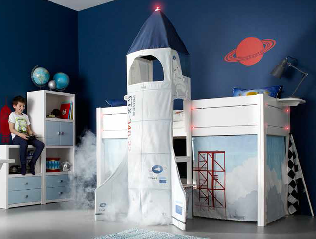 Kiểu giường cho bé tạo hình tàu vũ trụ không gian