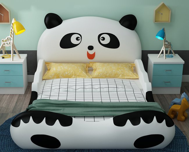 Giường ngủ cho bé trai hình chú gấu panda dễ thương