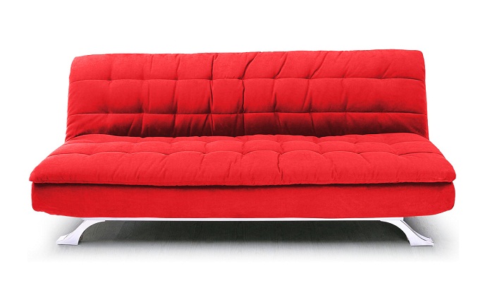 Sofa giường nỉ màu đỏ được ưa chuộng với gia đình trẻ
