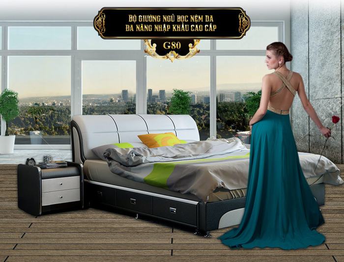 Bộ giường ngủ đa năng nhập khẩu G80-2, trọn bộ giường đa năng giá rẻ tại Hà Nội