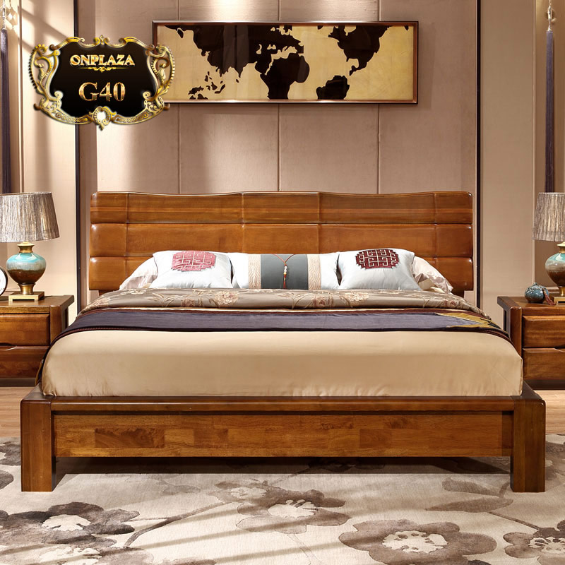 Không gian phòng ngủ sang trọng với mẫu giường ngủ gỗ xoan đào