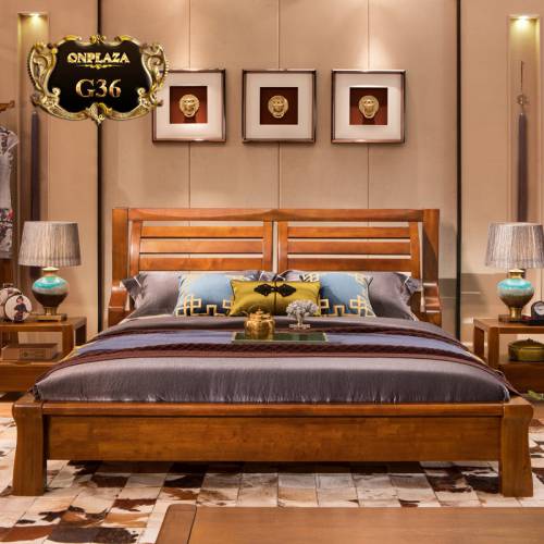 Giường ngủ gỗ sồi đẹp thiết kế đơn giản hiện đại G36
