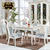 Bộ bàn ghế ăn gỗ tự nhiên dành cho 6 người phong cách lãng mạn Pháp sơn phủ trắng ngọc trai trang nhã BA26