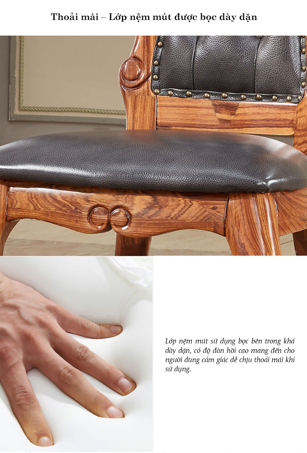 Ghế gỗ tự nhiên phong cách châu Âu bán cổ điển sang trọng (kiểu A) BA41