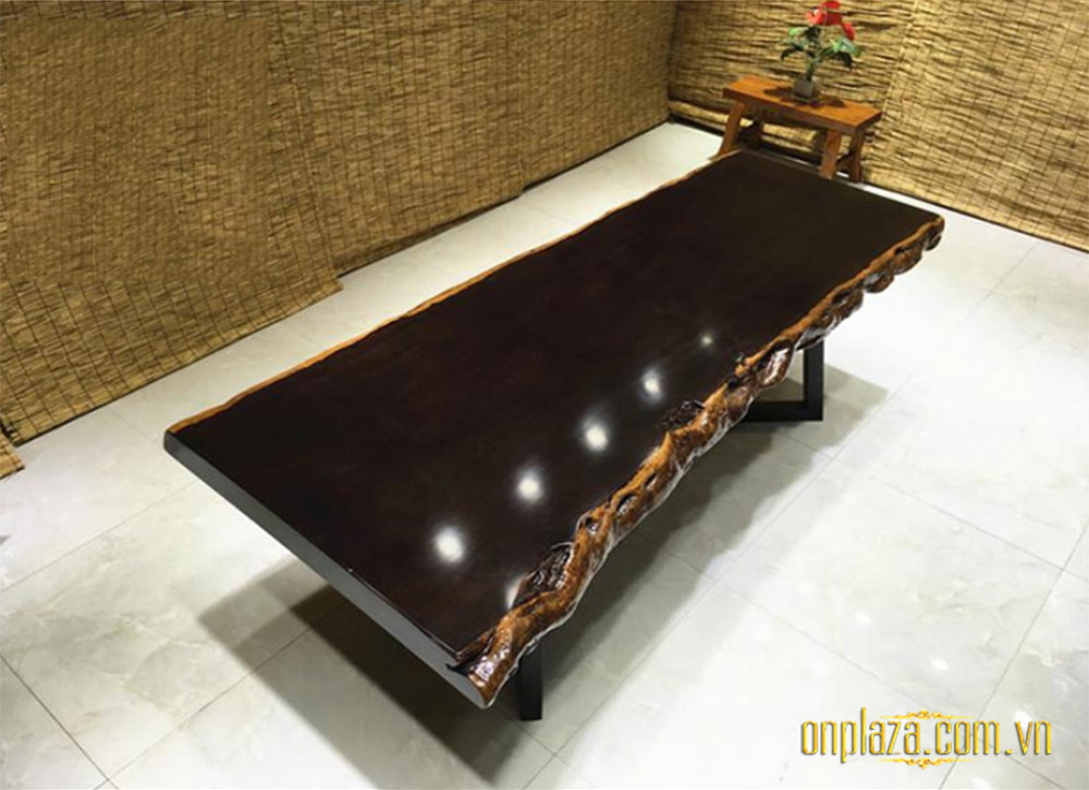 Bộ bàn trà gỗ nguyên tấm  phong cách truyền thống nhập khẩu cao cấp LU158