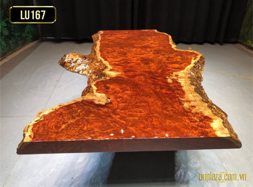 Mặt bàn trà gỗ nguyên tấm cao cấp cho phòng khách độc đáo LU167