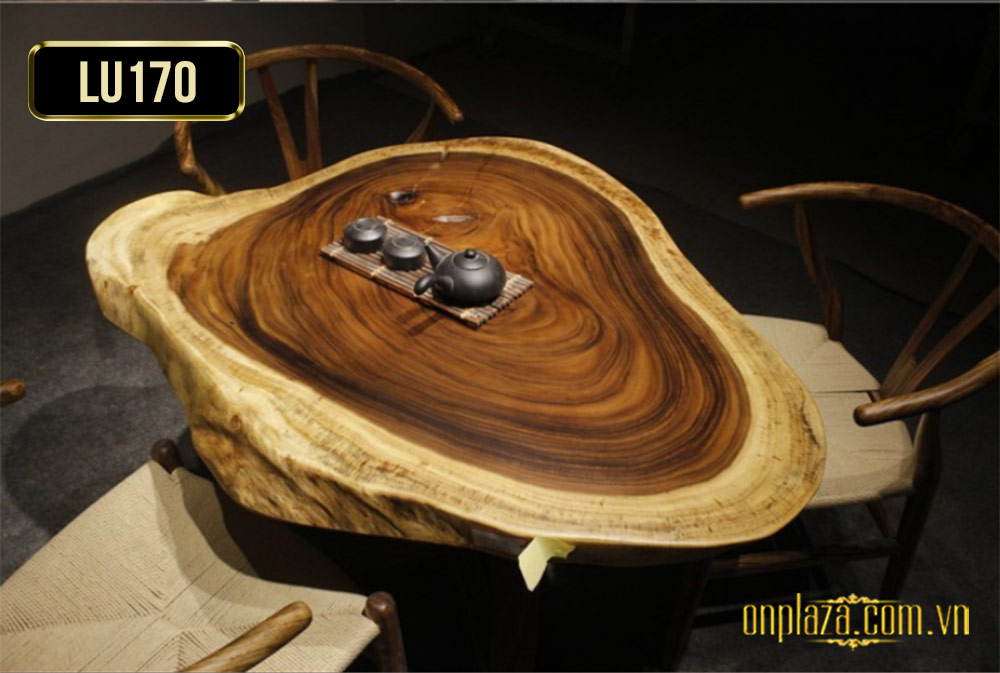 Mặt bàn trà nguyên tấm  tự nhiên vân gỗ đẹp cao cấp LU170