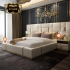 Bộ giường ngủ cao cấp gỗ tự nhiên bọc da phối kim loại phong cách hiện đại sang trọng  G164