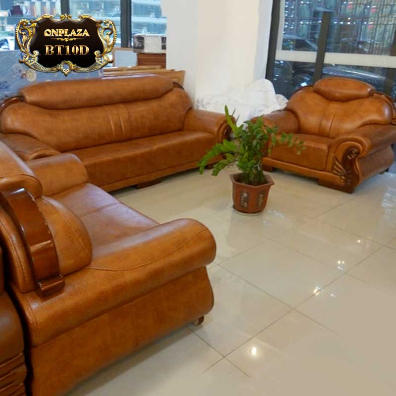 Bộ 3 ghế sofa da cao cấp cho phòng khách sang trọng BT10D mẫu 1