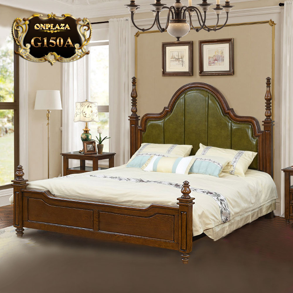 Giường gỗ phối da cao cấp phong cách Mỹ G150A
