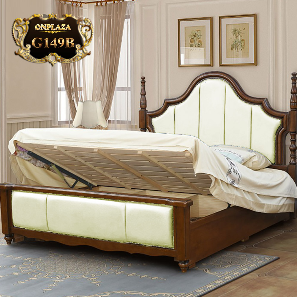 Giường gỗ phối da cao cấp phong cách Mỹ trang nhã G149B