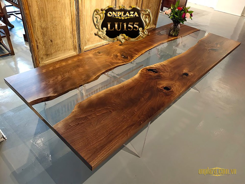 Mặt bàn trà gỗ cẩm thị chân đúc độc đáo LU155