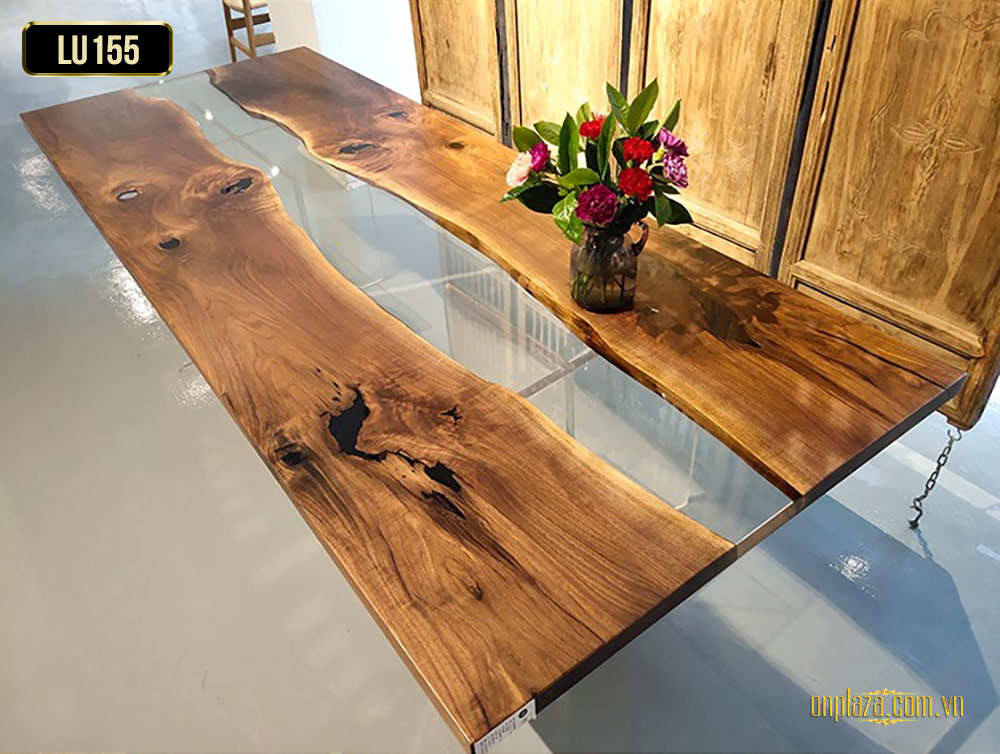 Mặt bàn trà gỗ cẩm thị chân đúc độc đáo LU155
