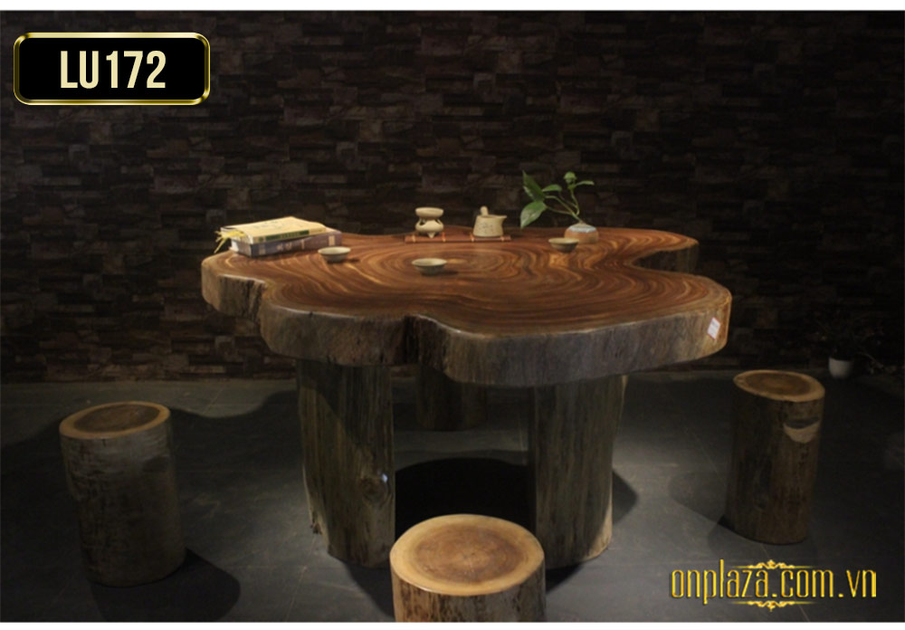 Mặt bàn trà gỗ nguyên tấm cao cấp cho phòng khách độc đáo LU172