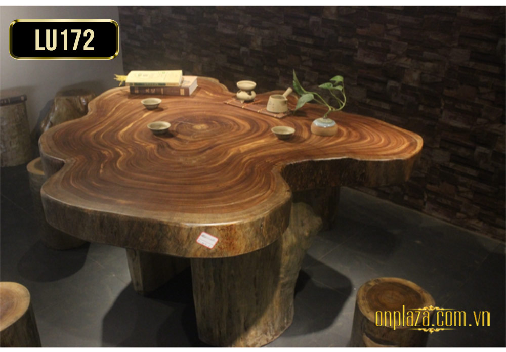 Mặt bàn trà gỗ nguyên tấm cao cấp cho phòng khách độc đáo LU172