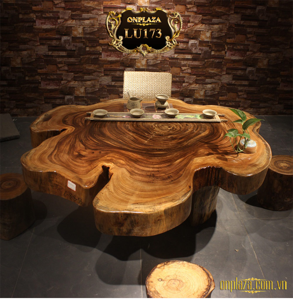 Mặt bàn trà gỗ cẩm thị nguyên tấm cao cấp cho phòng khách LU173