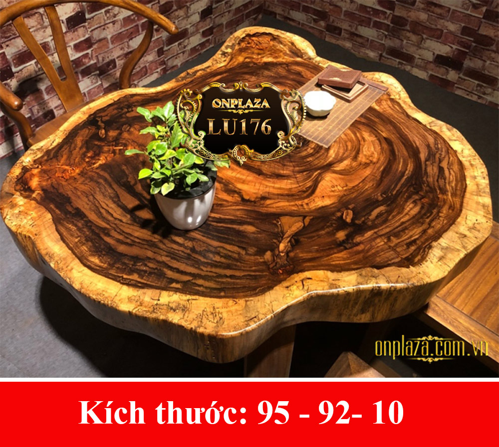 Mặt bàn trà gỗ cẩm thị tự nhiên nguyên tấm cao cấp LU176