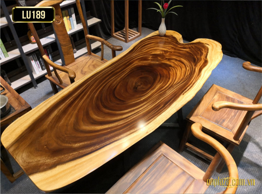 Mặt bàn trà gỗ nguyên tấm cao cấp cho phòng khách sang trọng LU189