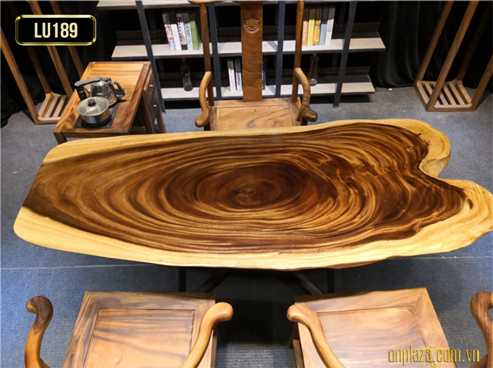 Mặt bàn trà gỗ nguyên tấm cao cấp cho phòng khách sang trọng LU189