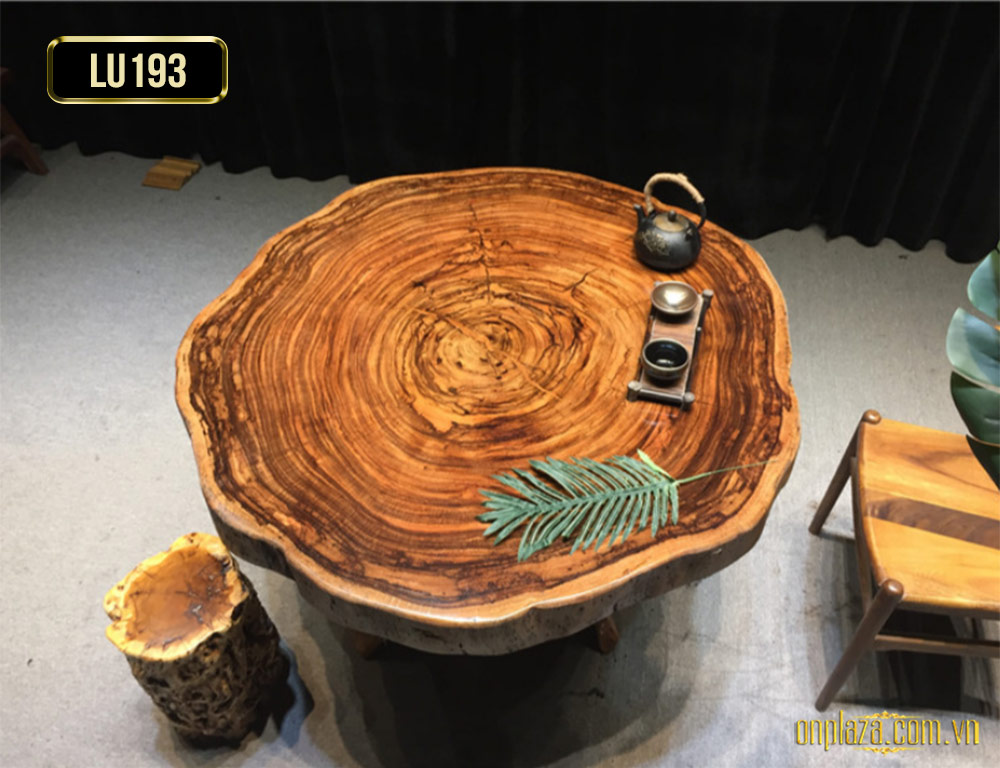 Mặt bàn trà gỗ tự nhiên nguyên tấm cao cấp cho phòng khách truyền thống LU193
