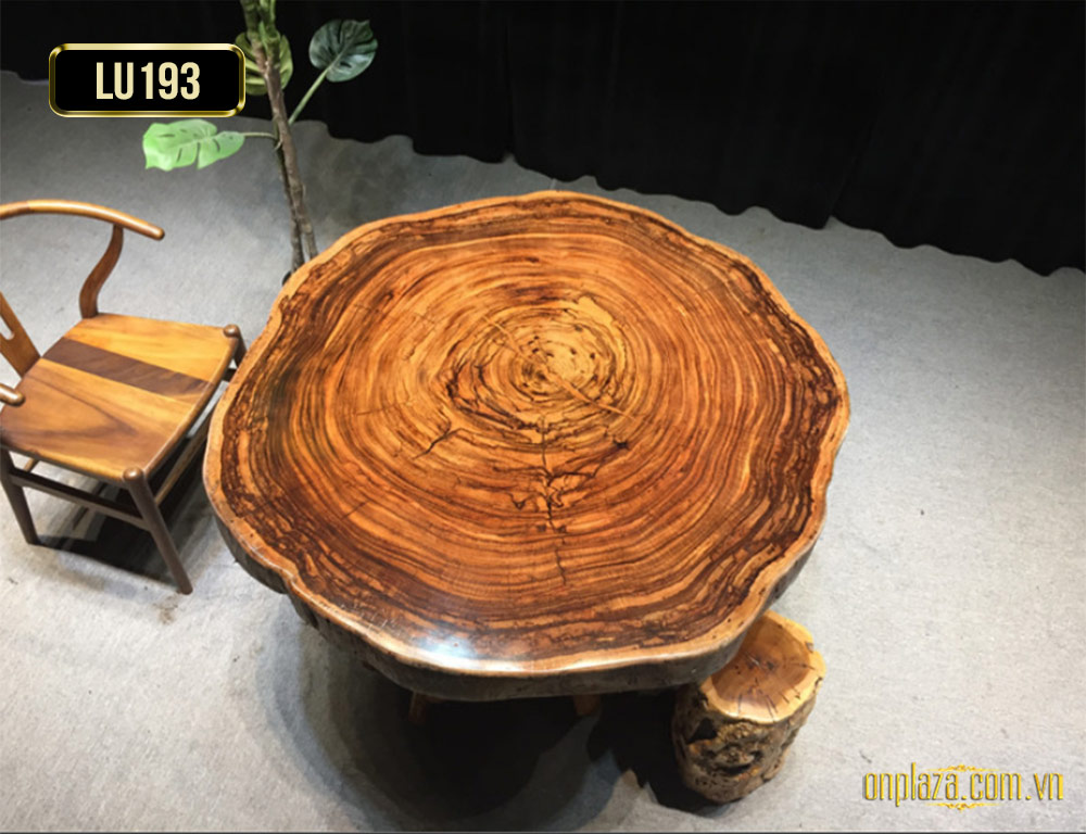 Mặt bàn trà gỗ tự nhiên nguyên tấm cao cấp cho phòng khách truyền thống LU193