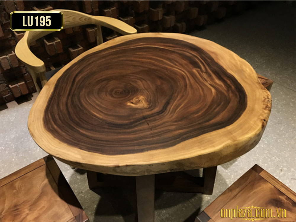 Mặt bàn trà gỗ cẩm thị tấm nguyên khối cho phòng khách truyền thống LU195