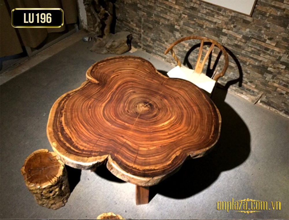 Mặt bàn trà gỗ cẩm thị nguyên tấm cao cấp cho phòng khách LU196