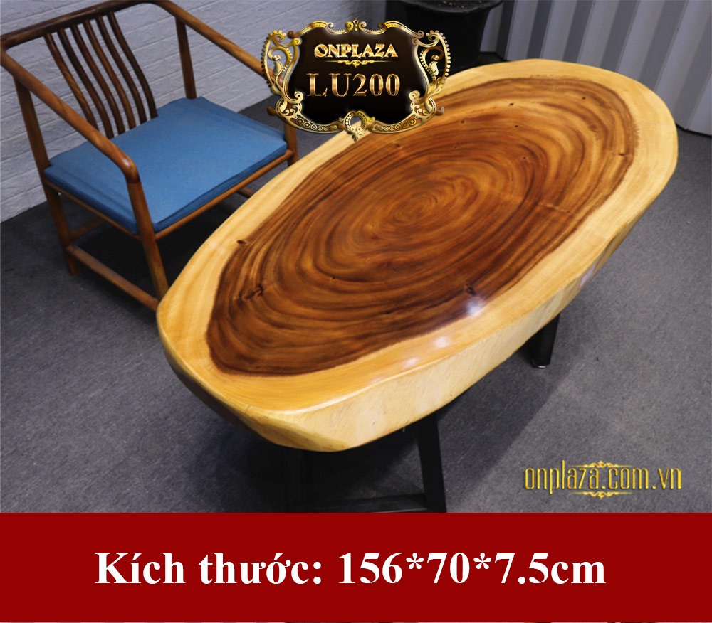 Mặt bàn trà gỗ tự nhiên nguyên tấm sang trọng cho phòng khách truyền thống LU200