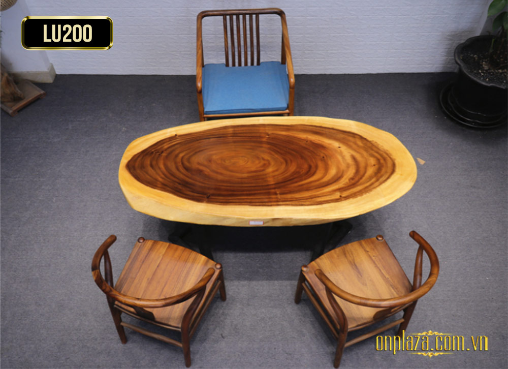 Mặt bàn trà gỗ tự nhiên nguyên tấm sang trọng cho phòng khách truyền thống LU200