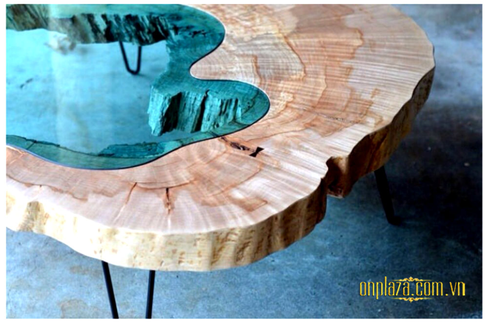 Bàn gỗ epoxy họa tiết 3D cao cấp sang trọng LU214