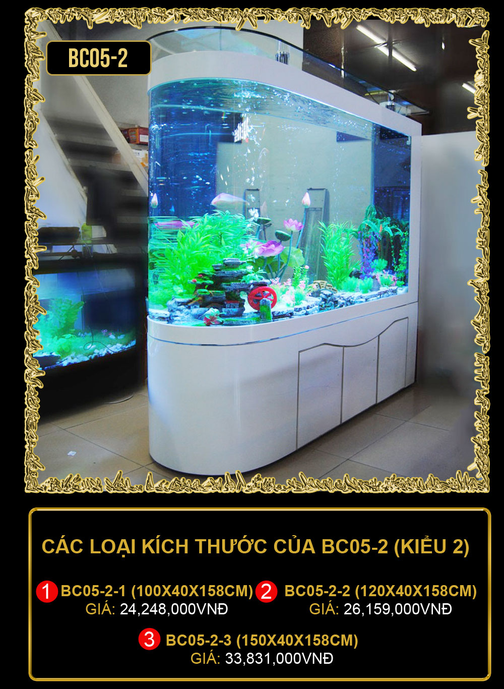 Bể cá thủy sinh chân tủ giầy nhập khẩu cao cấp BC05