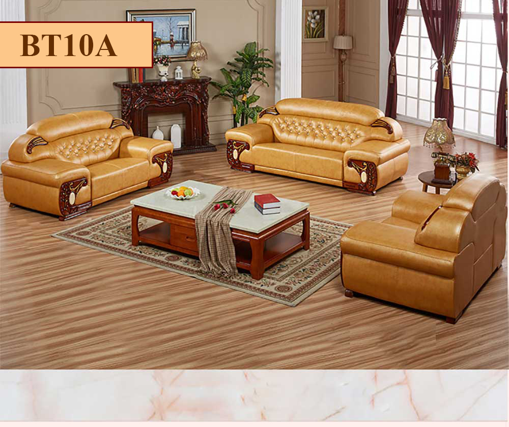 Bộ 3 ghế sofa da cao cấp cho phòng khách sang trọng BT10A