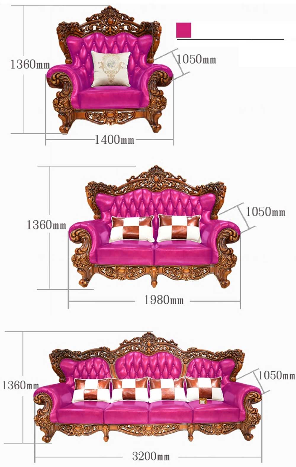 Bộ bàn ghế sofa chạm khắc 2 mặt phong cách Châu Âu cho nhà biệt thự BT75