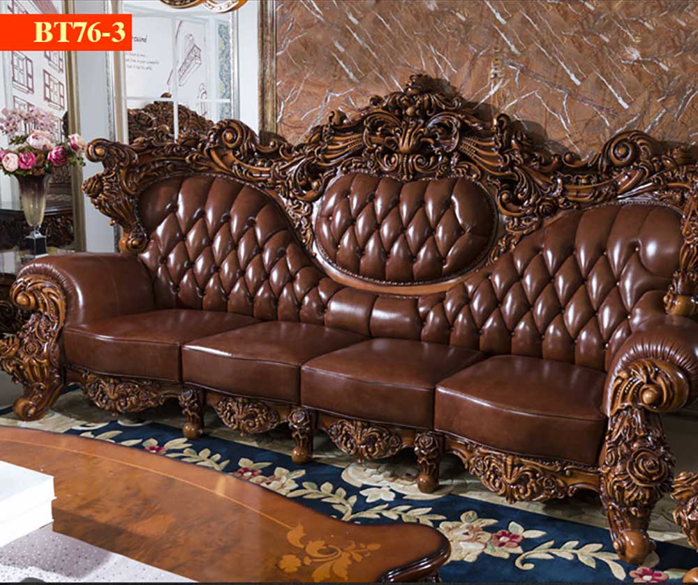 Bộ bàn ghế sofa chạm khắc cổ điển 2 mặt tinh xảo BT76 