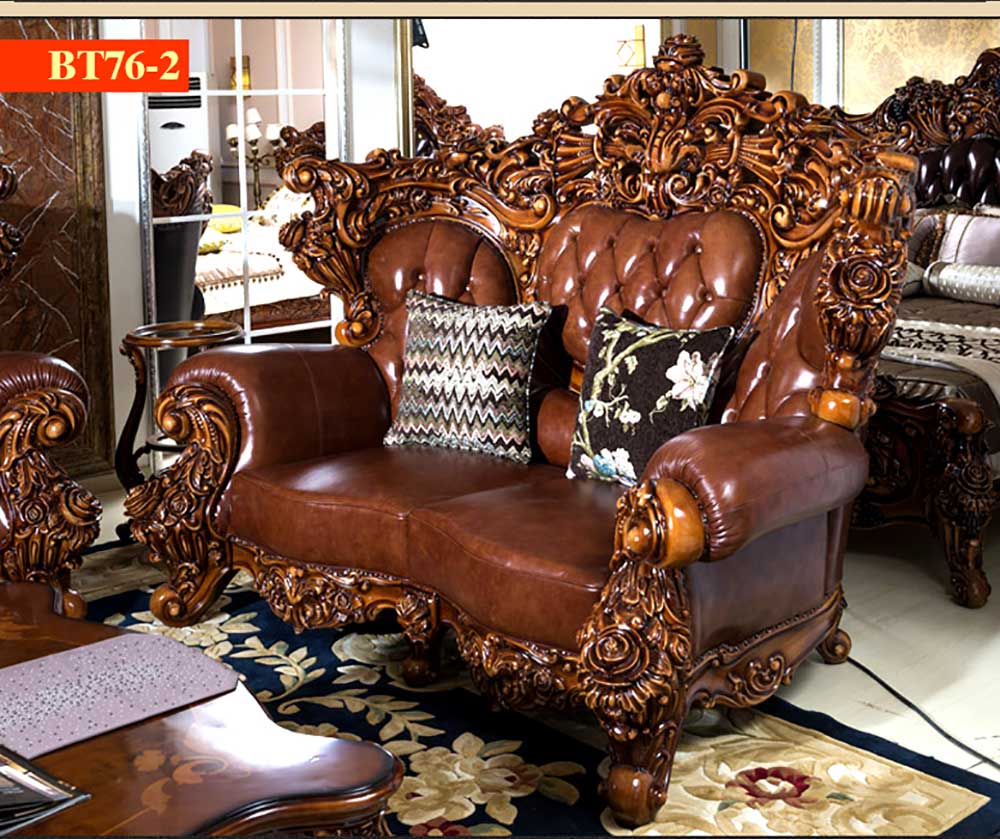 Bộ bàn ghế sofa chạm khắc cổ điển 2 mặt tinh xảo BT76 