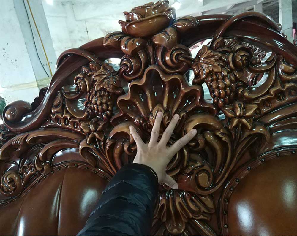 Bộ bàn ghế da cổ điển chạm khắc thủ công 2 mặt phong cách Châu Âu BT77