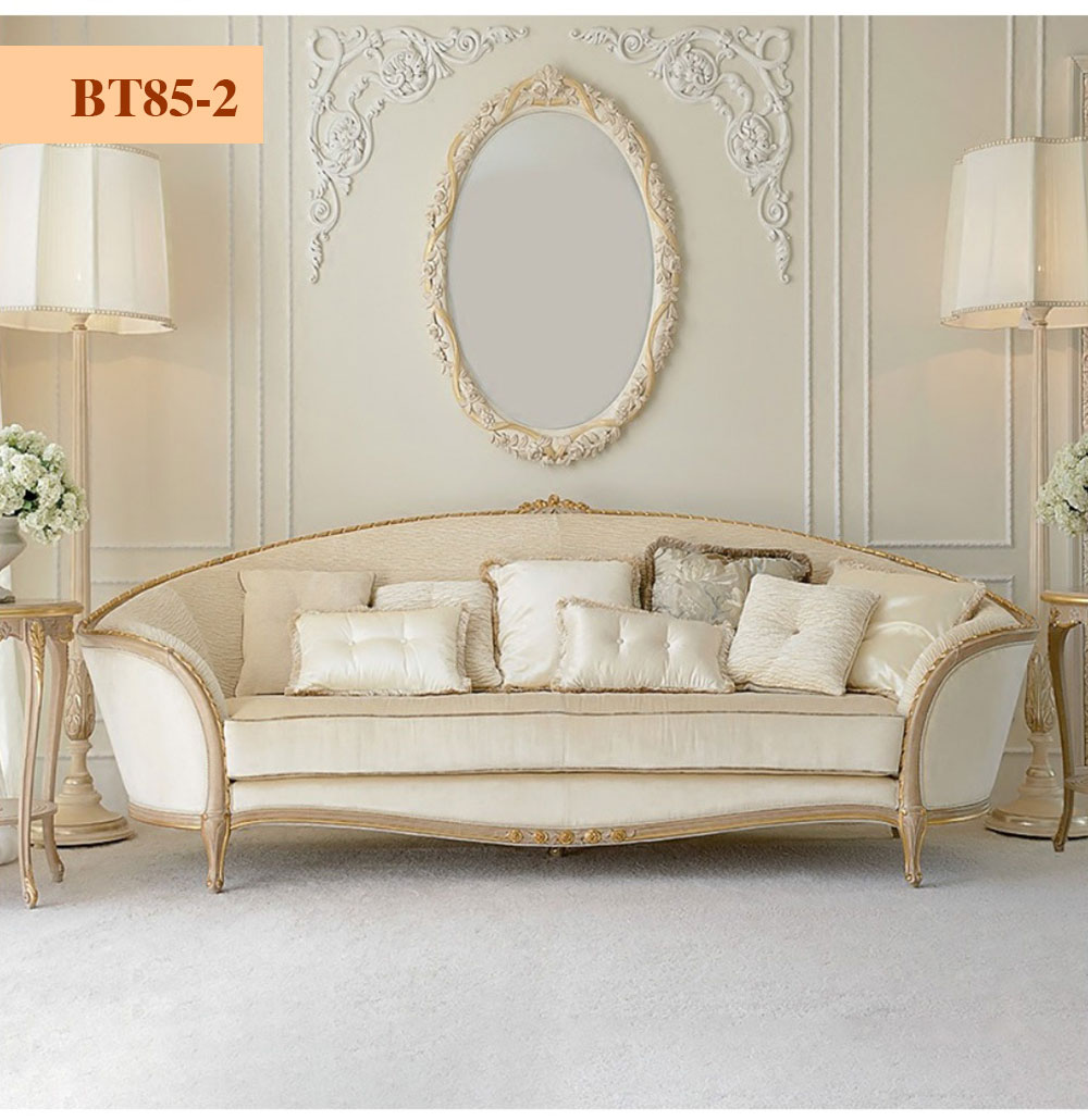 Bộ ghế sofa trắng trang nhã cho phòng khách tân cổ điển BT85
