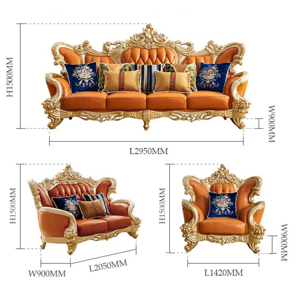 Bộ bàn ghế sofa bọc da tân cổ điển hoàng gia Châu Âu BT89 