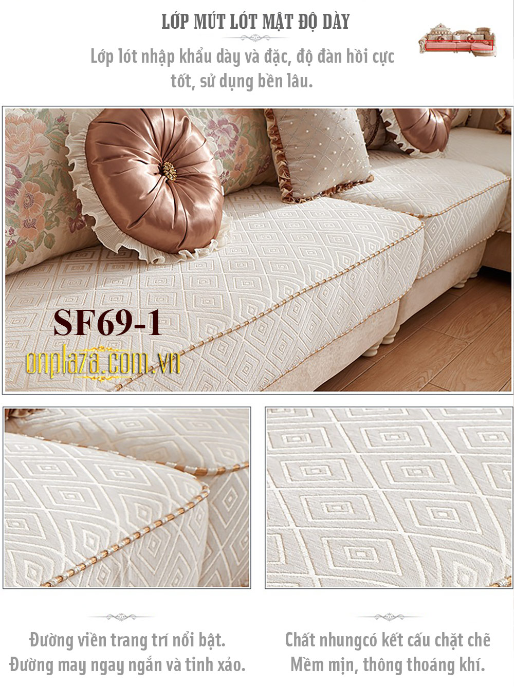 Bộ bàn ghế Sofa phòng khách tân cổ điển phong cách châu Âu SF69