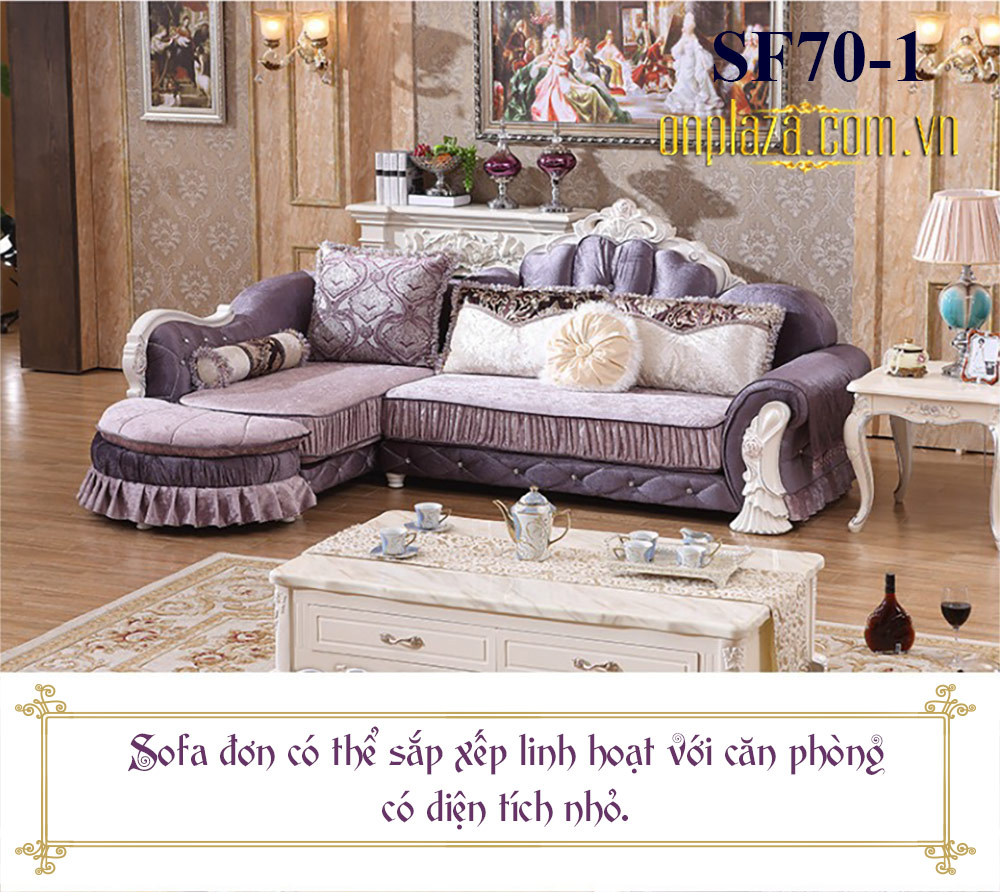 Bộ Sofa phòng khách sắc tím phong cách châu Âu SF70