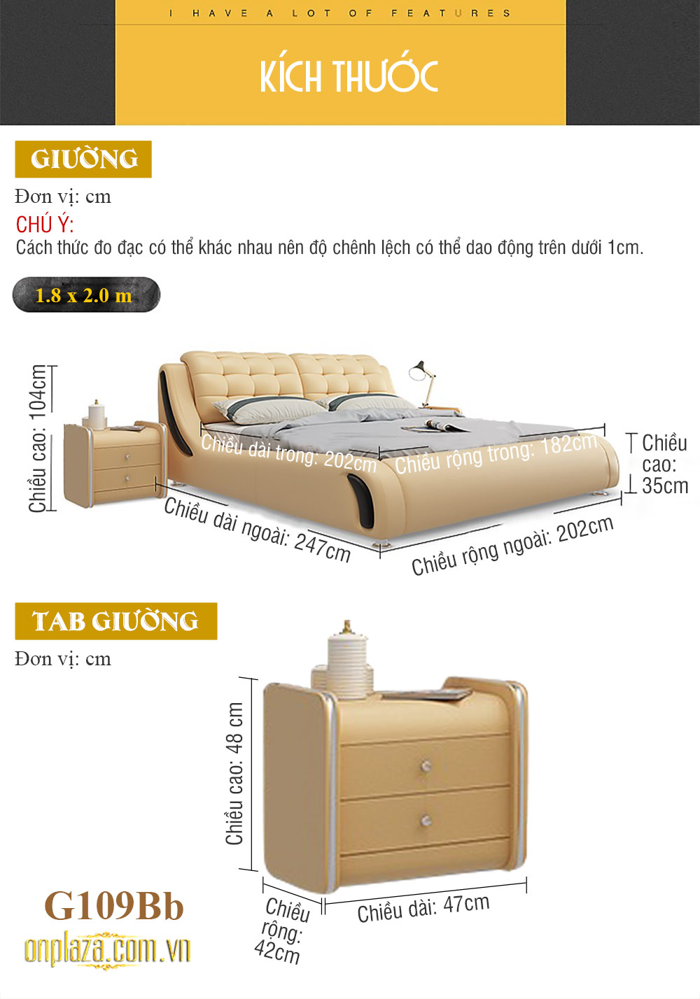 Bộ giường ngủ bọc da cao cấp hiện đại G109