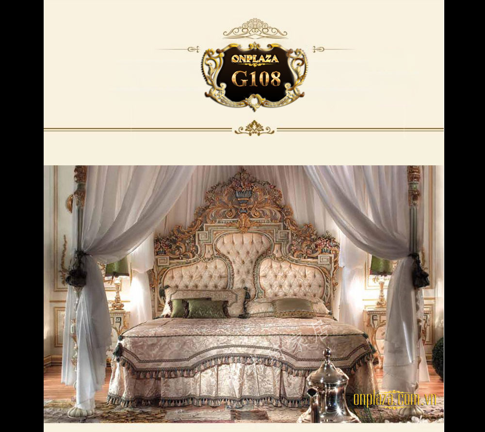 Bộ giường ngủ tân cổ điển phong cách hoàng gia sang trọng G108 