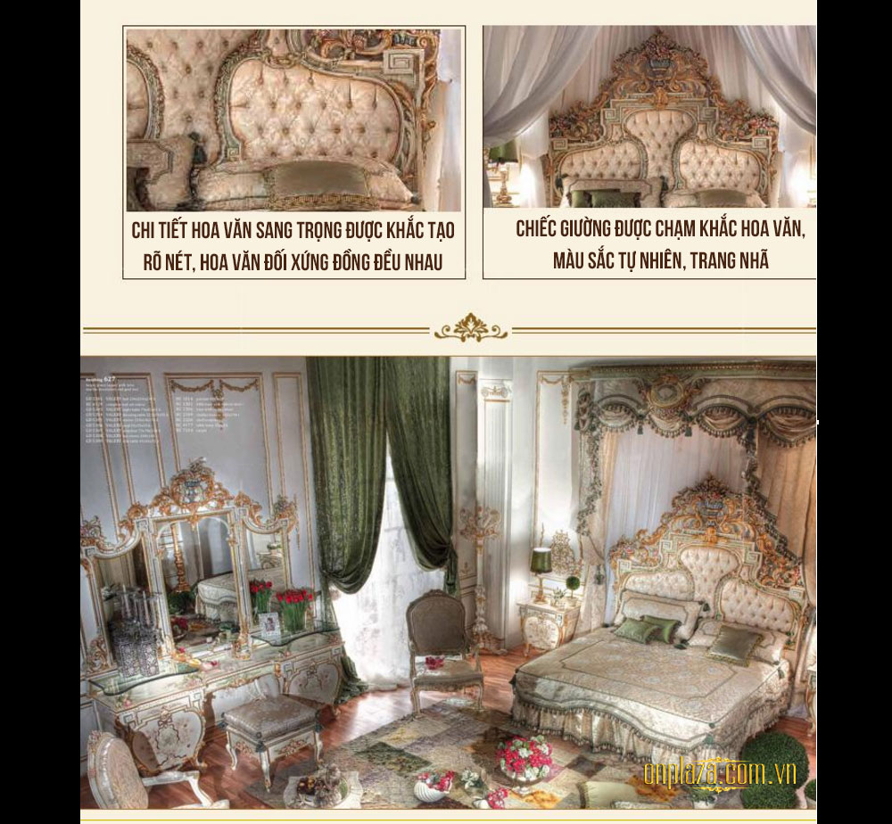 Bộ giường ngủ tân cổ điển phong cách hoàng gia sang trọng G108 
