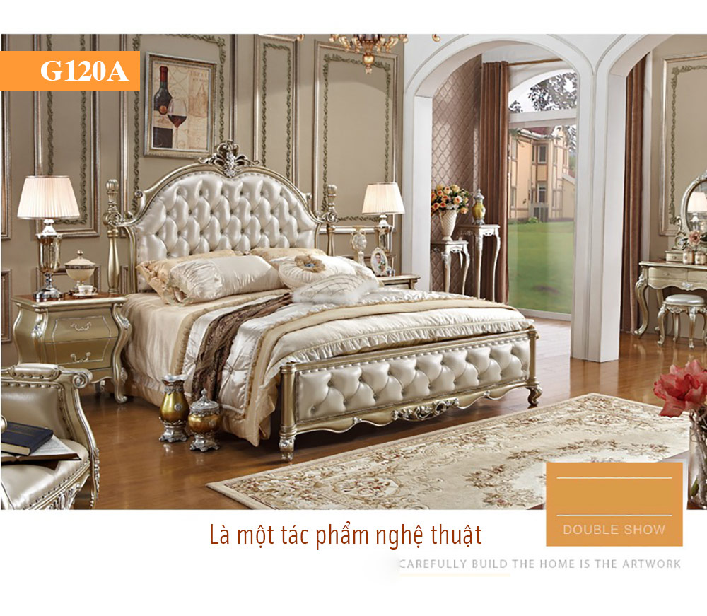 Bộ giường ngủ phong cách tân cổ điển Pháp G120