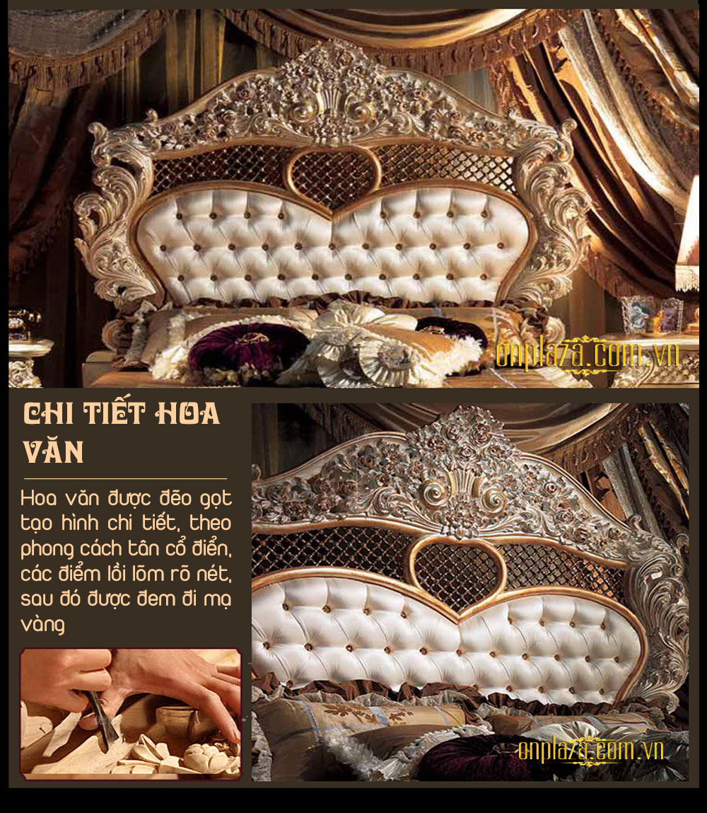 Giường ngủ cao cấp phong cách hoàng gia Ý sang trọng G34