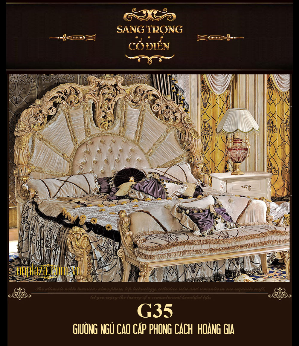 Giường ngủ cao cấp phong cách hoàng gia Ý sang trọng G35
